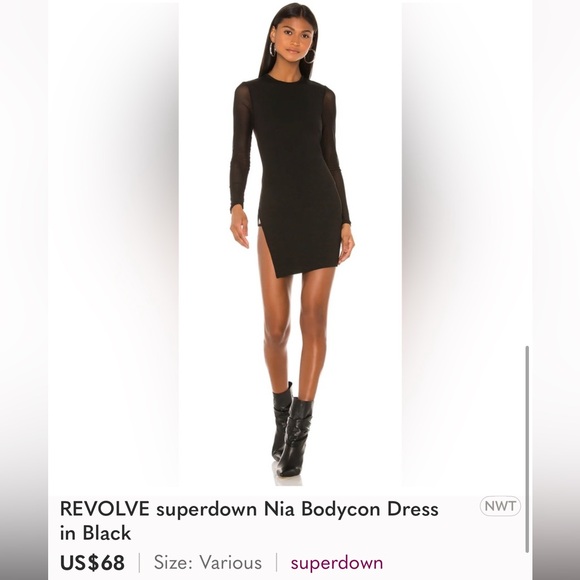 NEW WITH TAGS NIA BODYCON LONG SLEEVE SUPERDOWN DRESS - Picture 6 of 8